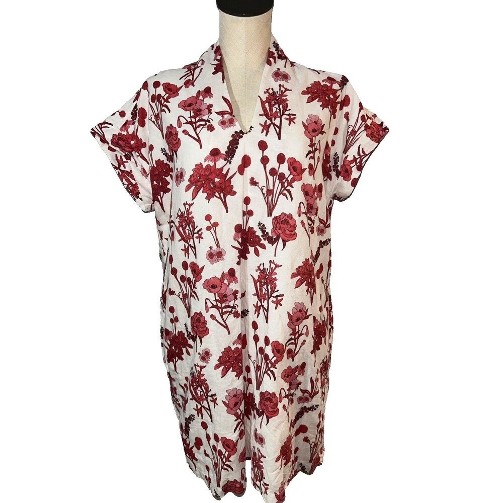 Brooke Wright Made in USA Women’s Linen Cotton Nancy Dress size L Cap Sleeve